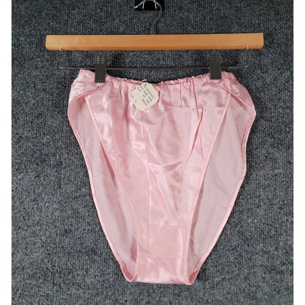 NWT 90s Victoria's Secret Second Skin Satin Panties Hi-Cut Underwear Small Pink